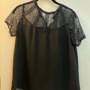 Zara Black Boxy Lace Blouse